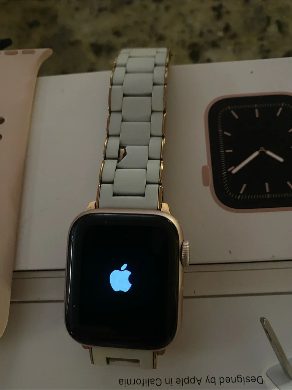 Apple Watch in Rose Gold With Michele Sport Band Charger and Extras